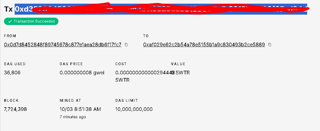 Swisstronik Transaction id